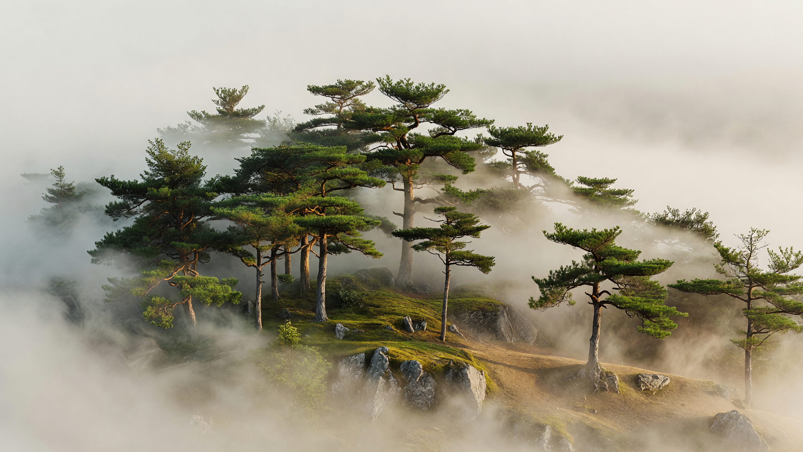 朝霧に包まれた森 morning mist grove